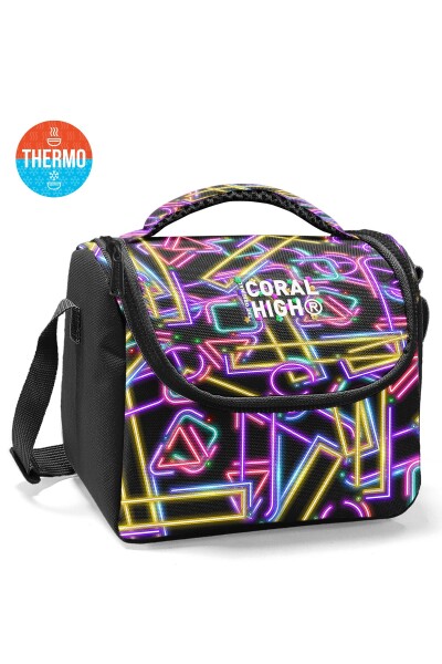 Coral High Siyah Renkli Neon Desenli 3’lü Okul Çanta Seti SET0133248 - 3