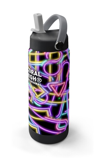 Coral High Siyah Renkli Neon Desenli Katlanır Ağızlıklı Çelik Termos 650 ml 38330 - 2