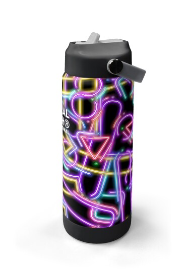 Coral High Siyah Renkli Neon Desenli Katlanır Ağızlıklı Çelik Termos 650 ml 38330 - 4