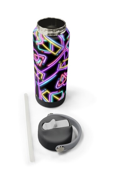 Coral High Siyah Renkli Neon Desenli Katlanır Ağızlıklı Çelik Termos 650 ml 38330 - 5