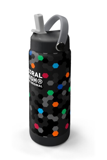 Coral High Siyah Renkli Petek Desenli Katlanır Ağızlıklı Çelik Termos 650 ml 38310 - 2