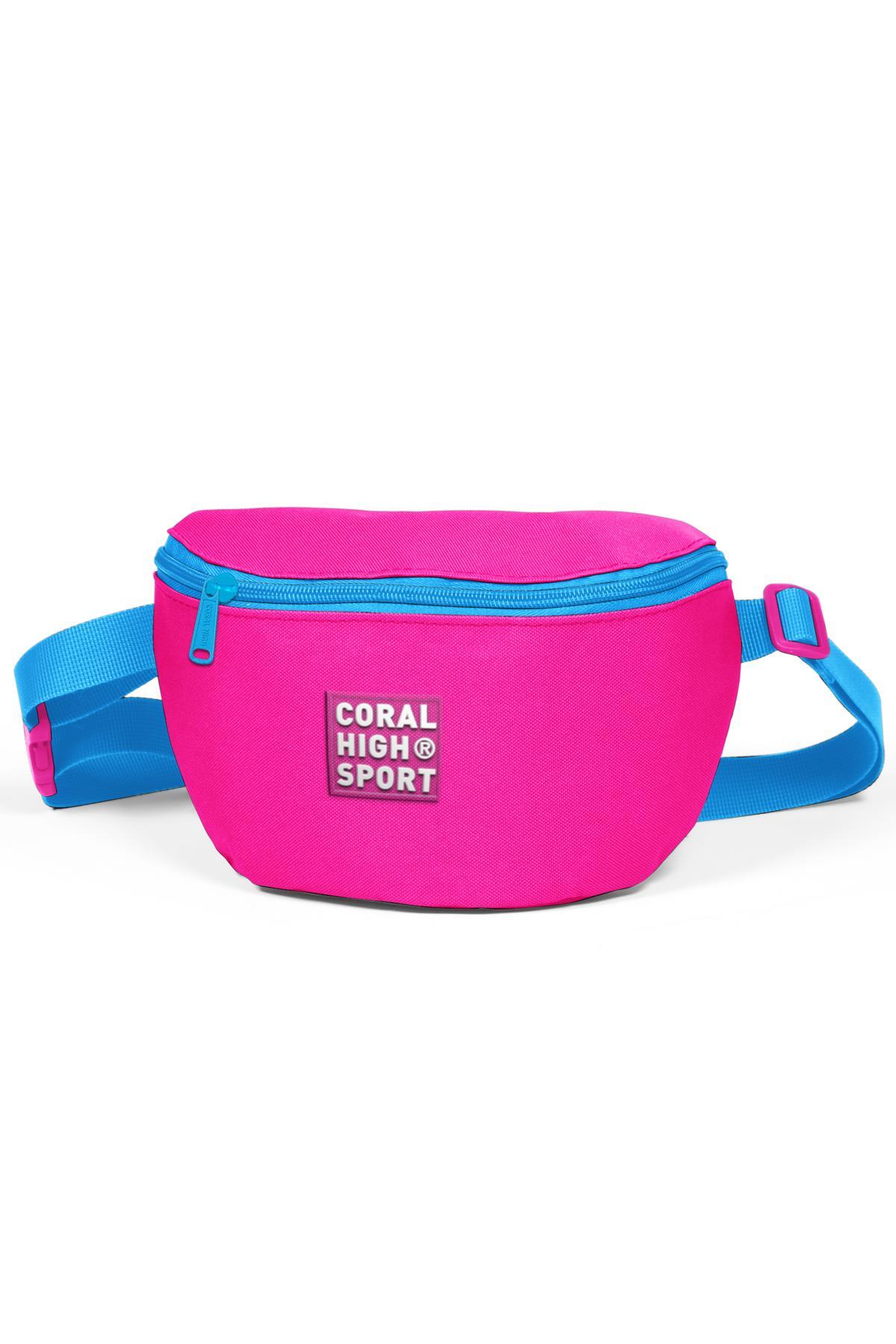 Coral High Sport Neon Pembe Mavi İki Bölmeli Bel Çantası 22623
