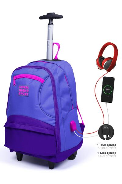 Coral High Sport Lavanta Mor Dört Bölmeli USB'li Çekçekli Sırt Çantası 23252 - 1