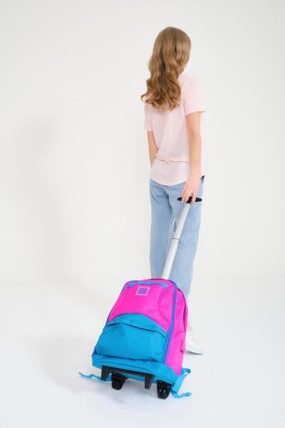 Coral High Sport Pembe Mavi Dört Bölmeli USB'li Çekçekli Sırt Çantası 23253 - 9