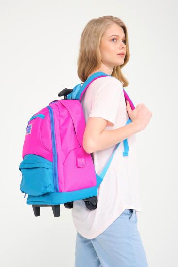 Coral High Sport Pembe Mavi Dört Bölmeli USB'li Çekçekli Sırt Çantası 23253 - 10