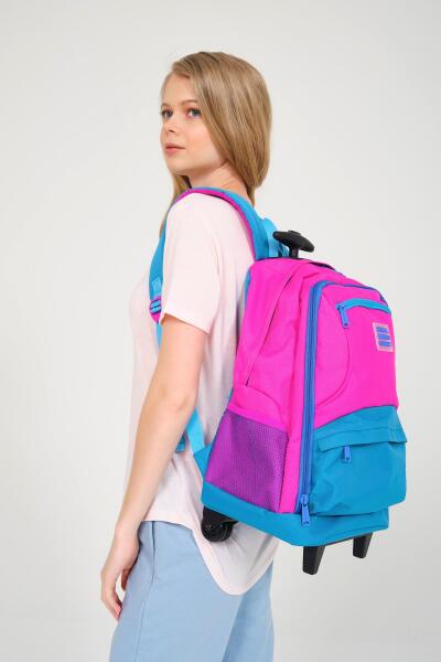 Coral High Sport Pembe Mavi Dört Bölmeli USB'li Çekçekli Sırt Çantası 23253 - 3