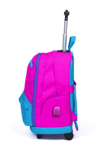 Coral High Sport Pembe Mavi Dört Bölmeli USB'li Çekçekli Sırt Çantası 23253 - 4