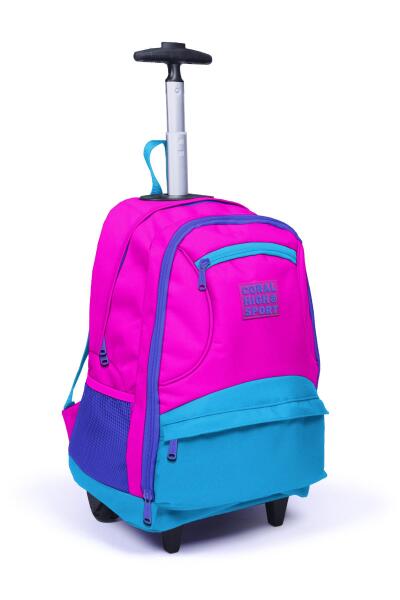 Coral High Sport Pembe Mavi Dört Bölmeli USB'li Çekçekli Sırt Çantası 23253 - 5