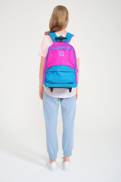 Coral High Sport Pembe Mavi Dört Bölmeli USB'li Çekçekli Sırt Çantası 23253 - 7