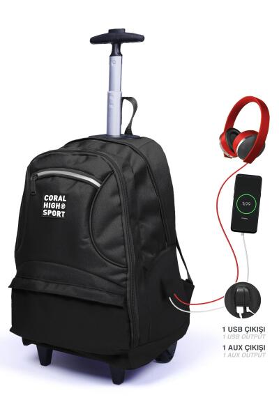Coral High Sport Siyah Dört Bölmeli USB'li Çekçekli Sırt Çantası 23251 - 1