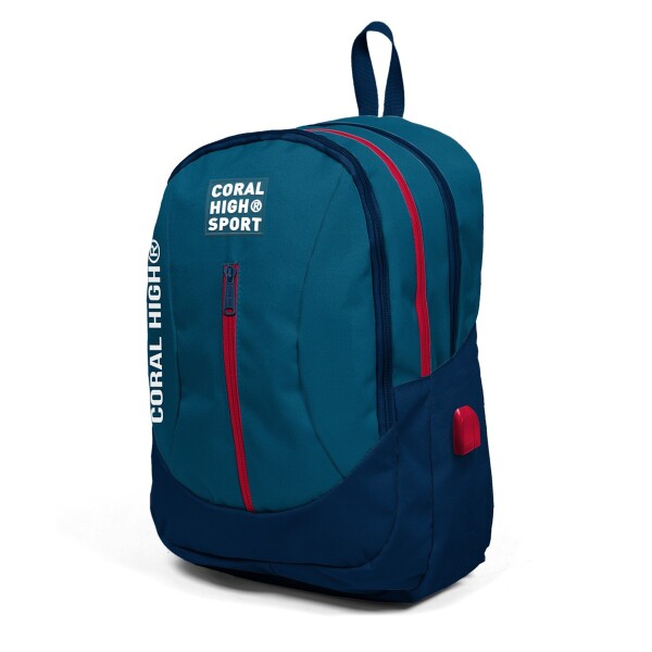 Coral High Sport Civit Lacivert Dört Bölmeli USB Şarjlı Kulaklık Çıkışlı Sırt Çantası 23448 - 1