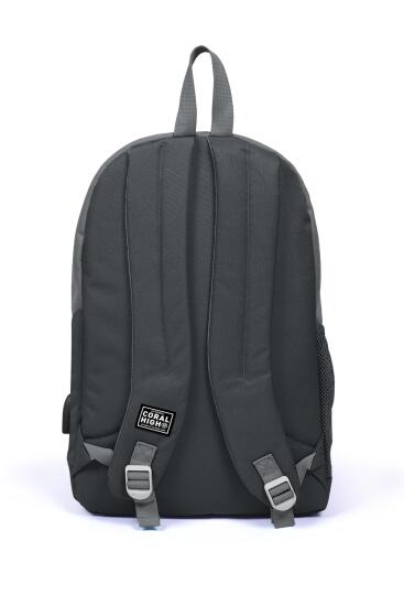 Coral High Sport Gri Üç Bölmeli USB Şarjlı Kulaklık Çıkışlı Sırt Çantası 23233 - 4