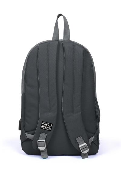 Coral High Sport Gri Üç Bölmeli USB Şarjlı Kulaklık Çıkışlı Sırt Çantası 23233 - 4