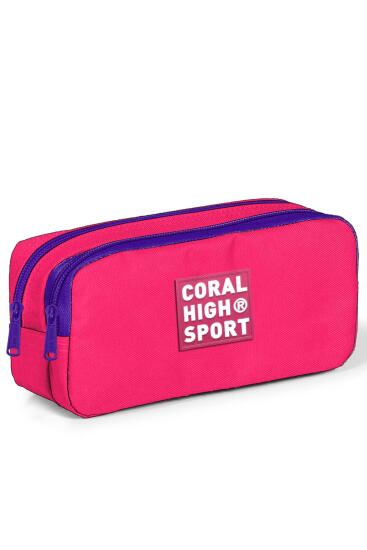 Coral High Sport Neon Mercan Mor İki Bölmeli Kalem Çantası 22268 