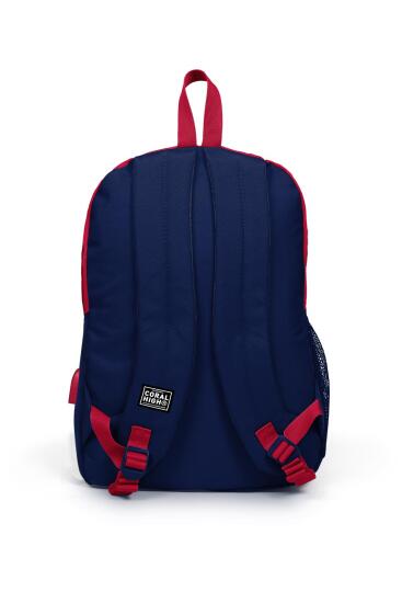 Coral High Sport Kırmızı Lacivert Dört Bölmeli USB Şarjlı Kulaklık Çıkışlı Sırt Çantası 23447 - 4