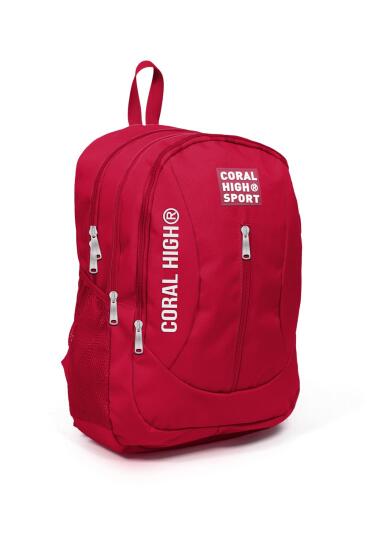 Coral High Sport Kırmızı USB Şarjlı Kulaklık Çıkışlı Dört Bölmeli Sırt Çantası 23451 - 3