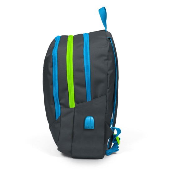 Coral High Sport Koyu Gri Dört Bölmeli USB Şarjlı Kulaklık Çıkışlı Sırt Çantası 23227 - 2