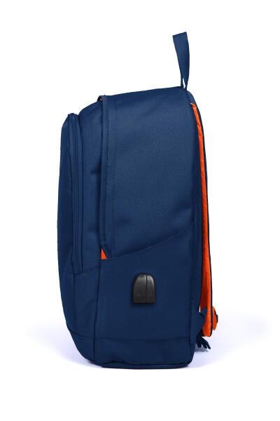 Coral High Sport Lacivert Üç Bölmeli USB Şarjlı Kulaklık Çıkışlı Sırt Çantası 23232 - 2