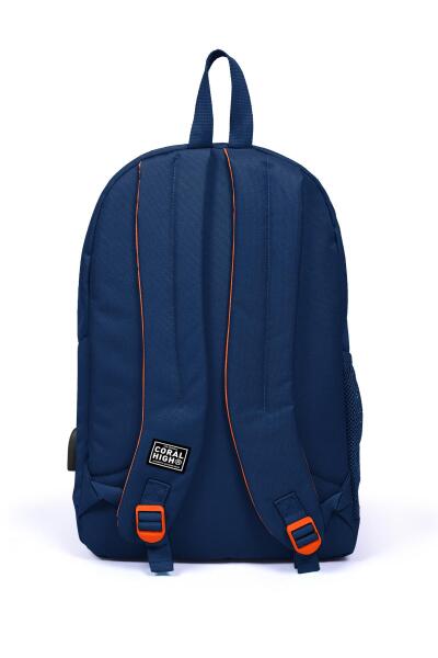 Coral High Sport Lacivert Üç Bölmeli USB Şarjlı Kulaklık Çıkışlı Sırt Çantası 23232 - 4