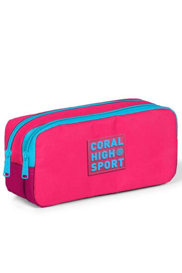 Coral High Sport Neon Mercan Kızıl Bölmeli Kalem Çantası 22154 
