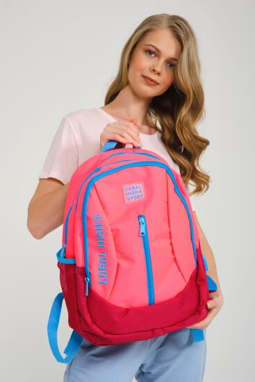 Coral High Sport Neon Mercan Kızıl USB'li Dört Bölmeli Sırt Çantası 23450 - Coral High Sport