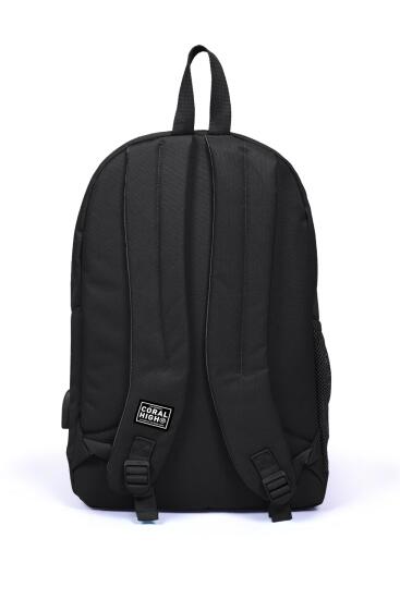 Coral High Sport Siyah Üç Bölmeli USB Şarjlı Kulaklık Çıkışlı Sırt Çantası 23231 - 4