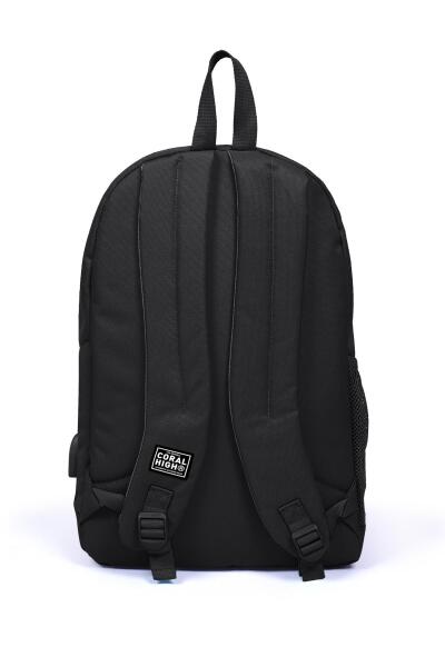 Coral High Sport Siyah Üç Bölmeli USB Şarjlı Kulaklık Çıkışlı Sırt Çantası 23231 - 4