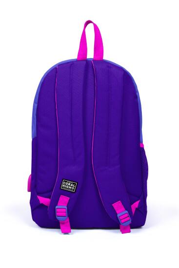 Coral High Sport Lavanta Mor Üç Bölmeli USB Şarjlı Kulaklık Çıkışlı Sırt Çantası 23234 - 4