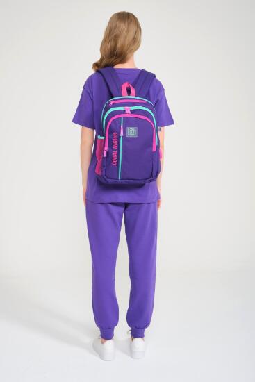 Coral High Sport Mor Pembe Beş Bölmeli USB Şarjlı Kulaklık Çıkışlı Sırt Çantası 23245 - 9