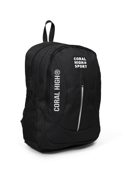 Coral High Sport Siyah Dört Bölmeli USB Şarjlı Kulaklık Çıkışlı Sırt Çantası 23226 - 3