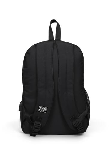 Coral High Sport Siyah Dört Bölmeli USB Şarjlı Kulaklık Çıkışlı Sırt Çantası 23226 - 4