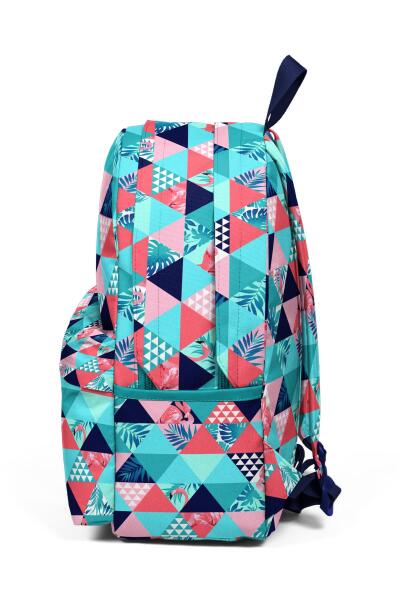 Coral High Su Yeşili Flamingo Desenli Üç Bölmeli Okul Sırt Çantası 23185 - 2