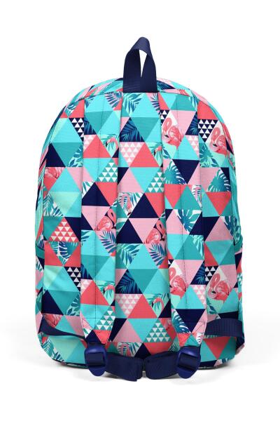 Coral High Su Yeşili Flamingo Desenli Üç Bölmeli Okul Sırt Çantası 23185 - 3