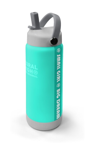 Coral High Su Yeşili Gri Desenli Katlanır Ağızlıklı Çelik Termos 650 ml 38357 - 2