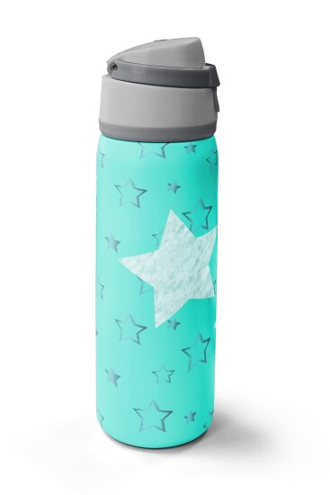 Coral High Turkuaz Yıldız Desenli Pipetli ve Direkt İçim Çelik Termos 800 ml 38593 - 4