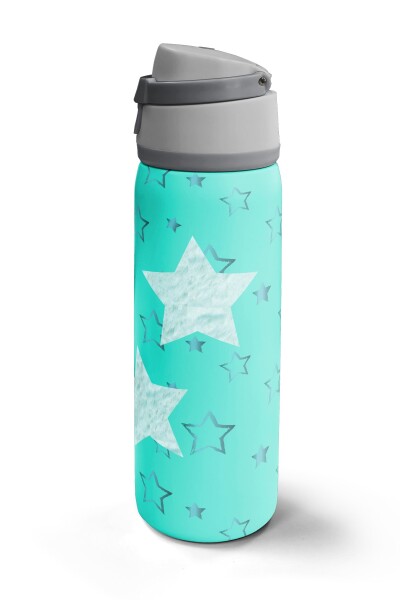 Coral High Turkuaz Yıldız Desenli Pipetli ve Direkt İçim Çelik Termos 800 ml 38593 - 5