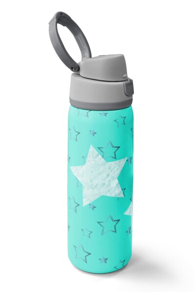 Coral High Turkuaz Yıldız Desenli Pipetli ve Direkt İçim Çelik Termos 800 ml 38593 - 2