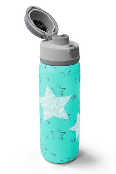 Coral High Turkuaz Yıldız Desenli Pipetli ve Direkt İçim Çelik Termos 800 ml 38593 - 3