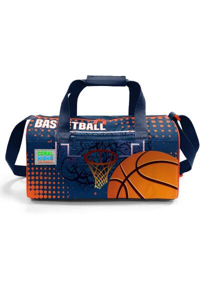 Coral High Turuncu Lacivert Basketbol Desenli Spor Çantası 27519 - 2