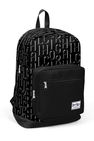 Coral High Üç Bölmeli Siyah Desenli Sırt Çantası 14143 