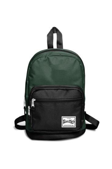 Coral High Üç Bölmeli Yeşil Siyah Mini Sırt Çantası 14151 
