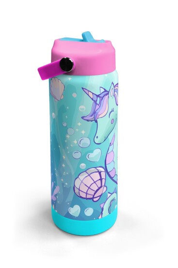 Coral High Unicorn Denizatı Desenli Katlanır Ağızlıklı Çelik Termos 650 ml 38338 - 3