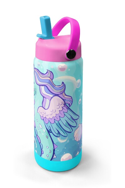 Coral High Unicorn Denizatı Desenli Katlanır Ağızlıklı Çelik Termos 650 ml 38338 - 2