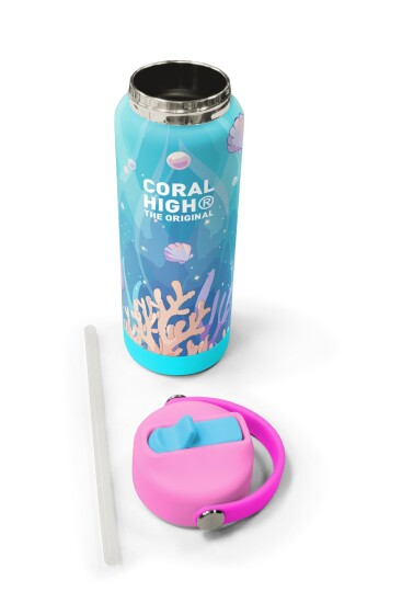 Coral High Unicorn Denizatı Desenli Katlanır Ağızlıklı Çelik Termos 650 ml 38338 - 5