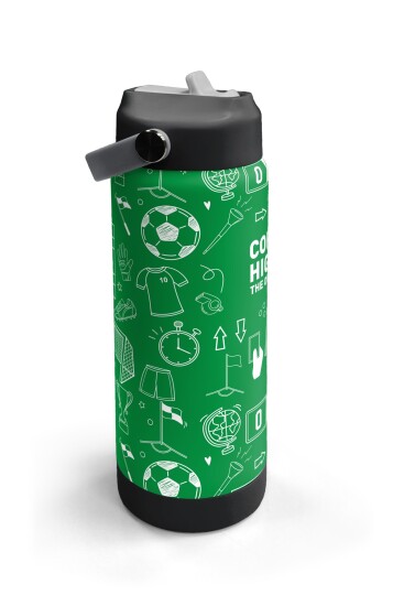 Coral High Yeşil Futbol Desenli Katlanır Ağızlıklı Çelik Termos 650 ml 38329 - 3
