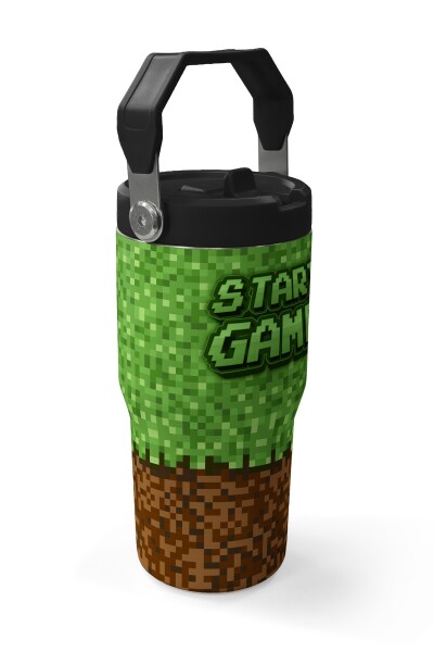 Coral High Yeşil Kahverengi High Craft Desenli Katlanır Ağızlıklı Çelik Termos 600ml 38916 - 3