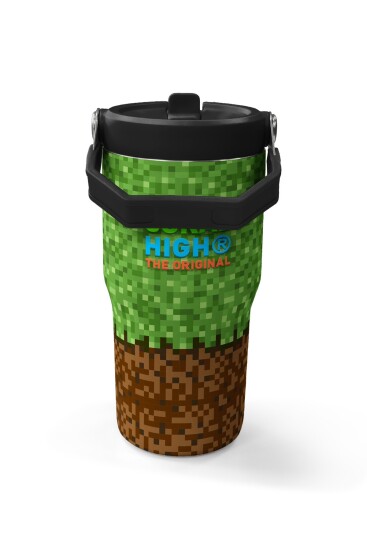 Coral High Yeşil Kahverengi High Craft Desenli Katlanır Ağızlıklı Çelik Termos 600ml 38916 - 5