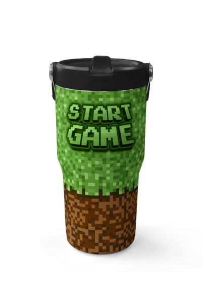 Coral High Yeşil Kahverengi High Craft Desenli Katlanır Ağızlıklı Çelik Termos 600ml 38916 - 2