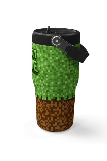 Coral High Yeşil Kahverengi High Craft Desenli Katlanır Ağızlıklı Çelik Termos 600ml 38916 - 6