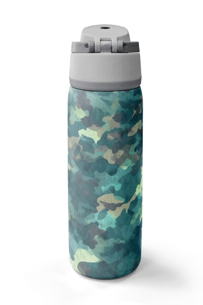 Coral High Yeşil Kamuflaj Desenli Pipetli ve Direkt İçim Çelik Termos 800 ml 38520 - 6